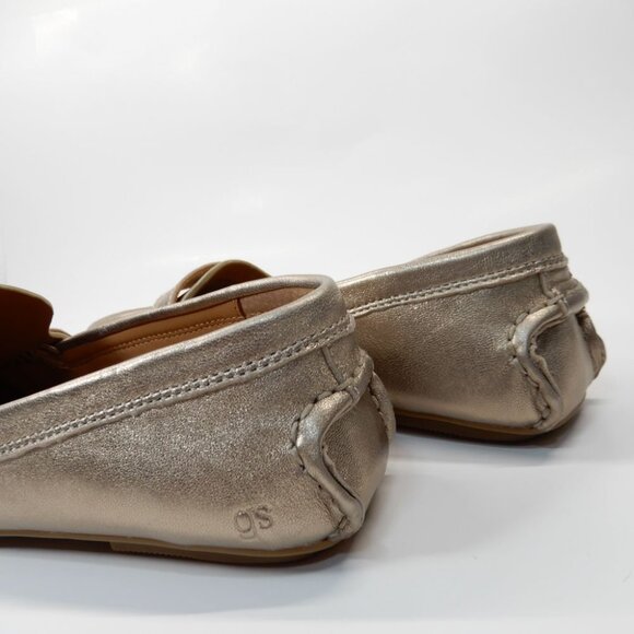 Gentle Souls Madison Driving Loafers Flats 7 Gravel Metallic Leather Comfort NEW - Picture 12 of 16